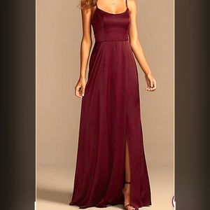 David’s Bridal wine colored brides maid dress
